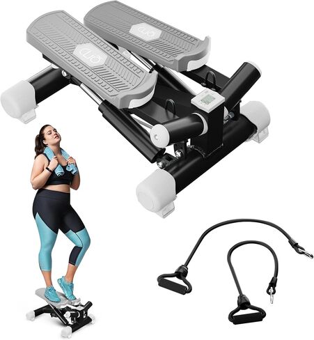 Advanced Twist Motion Mini Steppers for Exercise at Home, Portable Stair Steppers with Ultra Quiet Design, Resistance Bands & Mat - Hydraulic Fitness Stair Climber, 350lbs Weight Capacity in Saudi Arabia