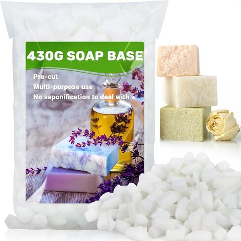 Sukh White Glycerin Soap-Base for Soap-Making Pre-Cut Particles Glycerin Soap Base Soap for Soap Making,Melt and Pour Soap Base for Handmade Soap Making Supplies Vegetable Glycerin,Coconut Oil 430 g in Saudi Arabia