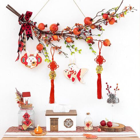 10PCS Red Chinese Tassel, Chinese Knot Fortune Tassel for Door and Car, Chinese Knot with Small Golden Dragon Pendant, Chinese Spring Festival New Year Decorations in Saudi Arabia