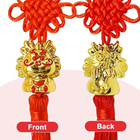 10PCS Red Chinese Tassel, Chinese Knot Fortune Tassel for Door and Car, Chinese Knot with Small Golden Dragon Pendant, Chinese Spring Festival New Year Decorations in Saudi Arabia