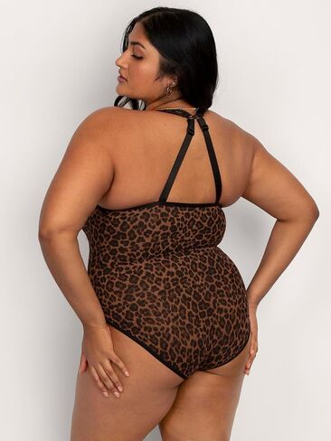 Curvy Couture Womens No Show Lace Semi Sheer Bodysuit in Kuwait