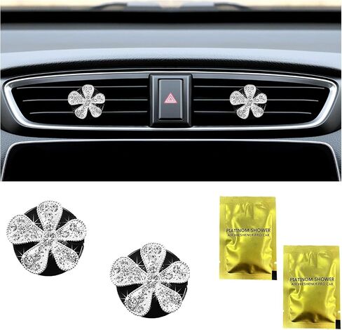 Ziciner 2PCS Bling Heart Car Air Vent Clips Charms, Heart Shaped Crystal Car Air Freshener Vent Clips, Rhinestone Air Conditioning Outlet Clip, Vehicle Decor Accessories for Women Girls (Black) in Kuwait
