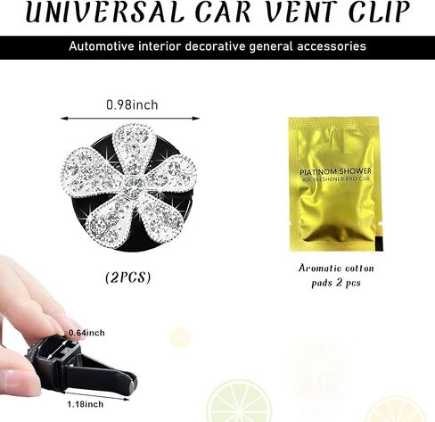 Ziciner 2PCS Bling Heart Car Air Vent Clips Charms, Heart Shaped Crystal Car Air Freshener Vent Clips, Rhinestone Air Conditioning Outlet Clip, Vehicle Decor Accessories for Women Girls (Black) in Kuwait