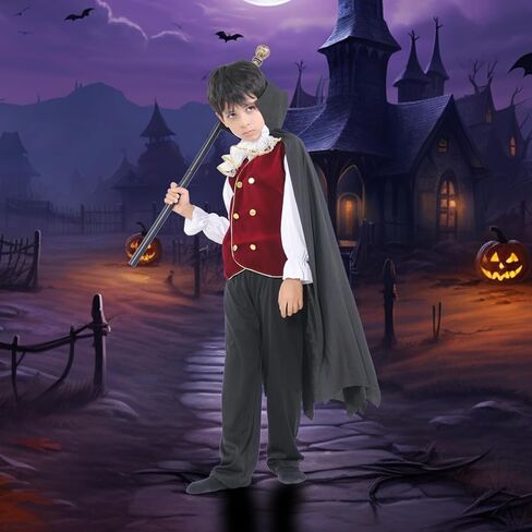 EOZY Kids Boys Halloween Vampire Costume Child Vampire Noble Dracula Role Play Dress Up Cosplay Party Clothes… in Kuwait