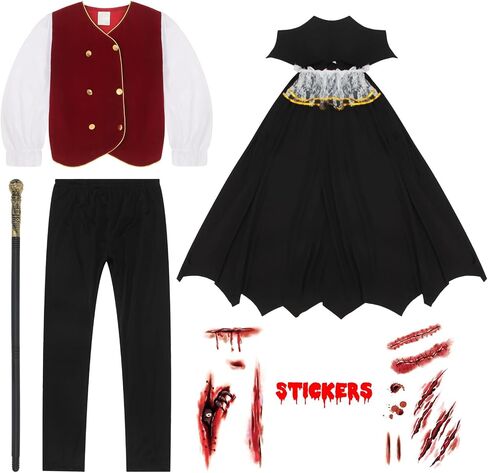 EOZY Kids Boys Halloween Vampire Costume Child Vampire Noble Dracula Role Play Dress Up Cosplay Party Clothes… in Kuwait