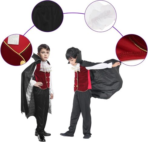 EOZY Kids Boys Halloween Vampire Costume Child Vampire Noble Dracula Role Play Dress Up Cosplay Party Clothes… in Kuwait