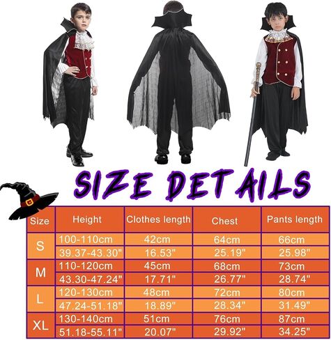 EOZY Kids Boys Halloween Vampire Costume Child Vampire Noble Dracula Role Play Dress Up Cosplay Party Clothes… in Kuwait