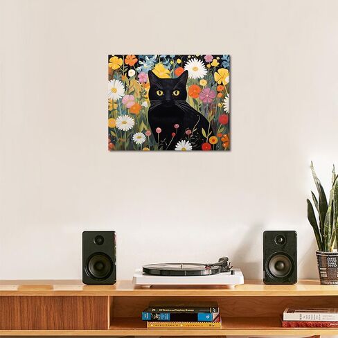 TUMOVO Paint by Numbers Black Cat, Paint by Number for Adults & Beginner Canvas, Animal Floral Oil Painting Kits, Perfect for Student Dormitory Study Room Wall Decoration 16x20inch in Saudi Arabia