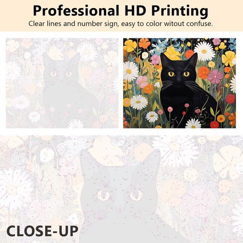 TUMOVO Paint by Numbers Black Cat, Paint by Number for Adults & Beginner Canvas, Animal Floral Oil Painting Kits, Perfect for Student Dormitory Study Room Wall Decoration 16x20inch in Saudi Arabia