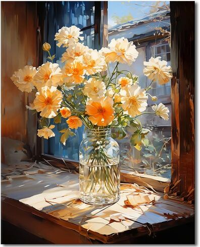 TFIAVSIN DIY Paint by Number for Adults, Cute Cat Among Flowers Paint by Numbers Paint Kits for Adults, Kitten Painting Paintwork with Paintbrushes Color by Numbers Art Crafts 16"x20" in Kuwait