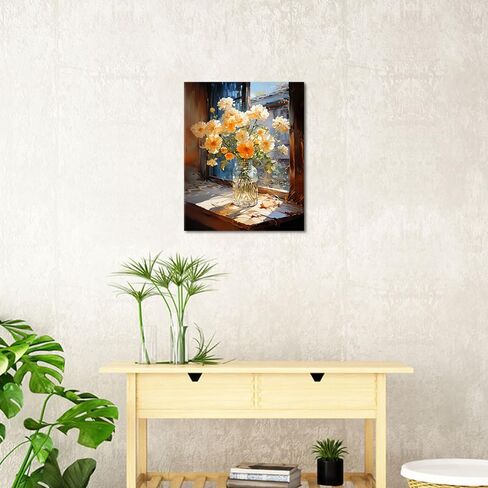 TFIAVSIN DIY Paint by Number for Adults, Cute Cat Among Flowers Paint by Numbers Paint Kits for Adults, Kitten Painting Paintwork with Paintbrushes Color by Numbers Art Crafts 16"x20" in Kuwait