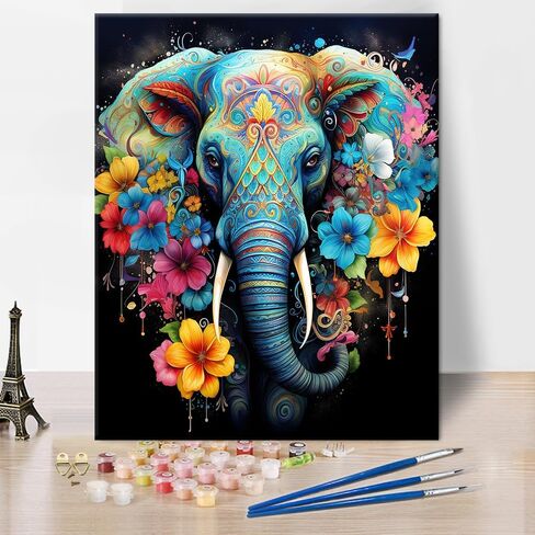Adult Paint by Number Kits Moon, Crescent Moon Paint by Numbers DIY Paint by Numbers Kit for Adults, Moon Flower Paint by Number on Canvas Acrylic Paint for Home Decor 16x20 inch Without Frame in Saudi Arabia