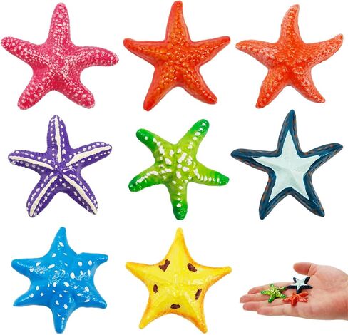 مجموعة أشكال نجم البحر الصغيرة 8 قطع من Hiawbon، أشكال حيوانات نجم البحر البحرية المصغرة مقاس 1.77 بوصة، مجموعة تمثال نجم البحر ذات المناظر الطبيعية المصغرة، تمثال صغير لنجم البحر على الشاطئ لتزيين كعكة الحديقة الخيالية in Kuwait