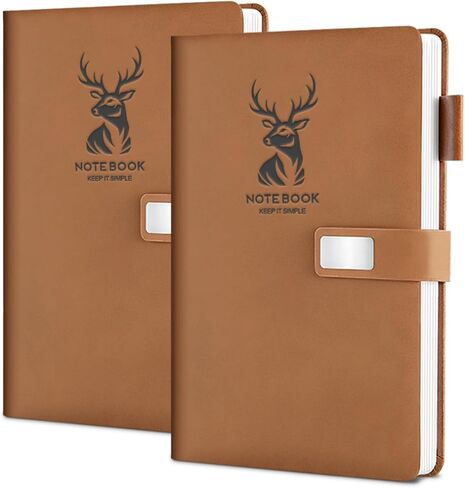 Journal Notebook Lined, 180 Pages A5 College Ruled Hardcover Leather Journals for Writing,Travel,Business,Work, 80 GSM Thick Paper with Pen & Magnetic Buckle 5.7" x 8.26" Brown in Saudi Arabia