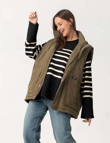 Women's Oversized Striped Sweaters Trendy Fall Pullover Long Sleeve Shirts Crew Neck Knit Jumper Tops 2024 in Saudi Arabia
