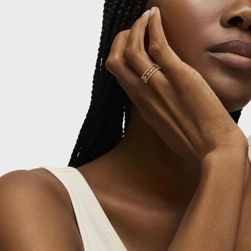 VACRONA 14K Gold Plated Rings for Women Trendy Cubic Zirconia Beaded Sparkle Stackable Rings Handmade Statement Rings Gold Hypoallergenic Finger Jewelry in Saudi Arabia