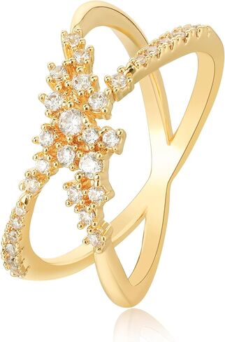 VACRONA 14K Gold Plated Rings for Women Trendy Cubic Zirconia Beaded Sparkle Stackable Rings Handmade Statement Rings Gold Hypoallergenic Finger Jewelry in Saudi Arabia