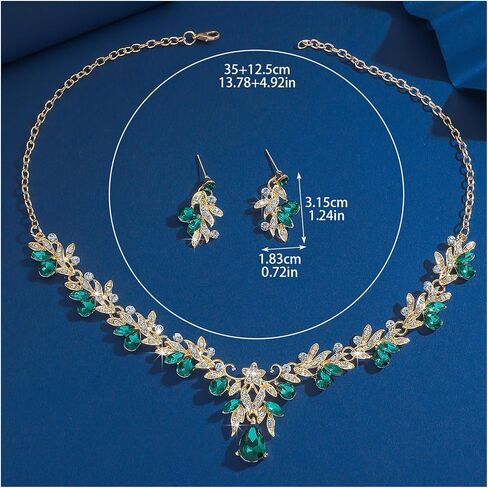 Rhinestone Flower Necklace Sets for Wedding Brides Crystal Floral Collar Necklace Earrings Set Rhinestone Statement Necklace Earrings Jewelry for Women Costume Accessories in Saudi Arabia