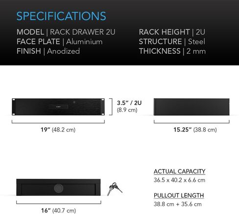 AC Infinity Rack Mount Drawer 4U with Aluminum Faceplate, with Lock and Key, for 19" Equipment Server AV DJ Cabinets Racks in Saudi Arabia