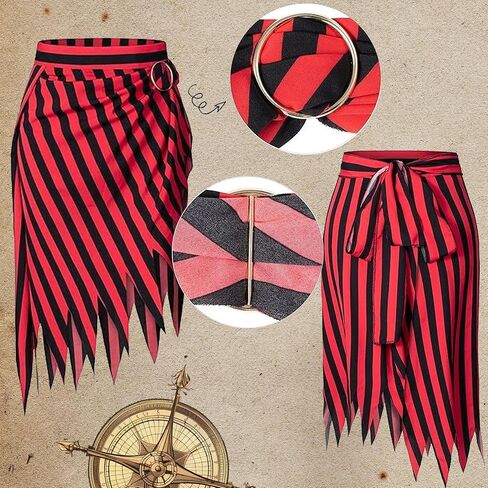 JeVenis Vintage Pirate Costume Accessories Set Pirate Headband Wrap Skull Necklace Waist Belt Halloween Captain Pirate Costume Carnival Music Festival Outfit in Saudi Arabia