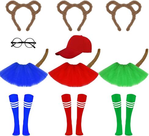 مجموعة أزياء السناجب المكونة من 14 قطعة تتضمن عصابة رأس آذان السنجاب وذيل توتو تنورة سوداء بإطار دائري وقبعة حمراء وجوارب مخططة بطول الركبة للبالغين في الهالوين التنكرية in Kuwait