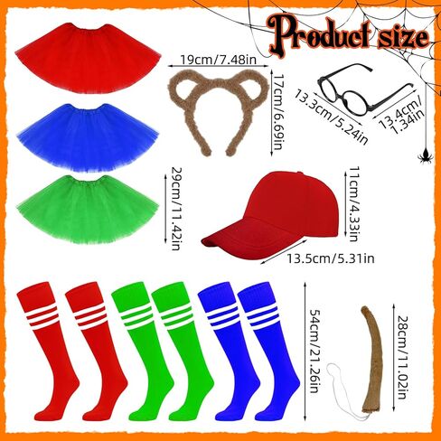 مجموعة أزياء السناجب المكونة من 14 قطعة تتضمن عصابة رأس آذان السنجاب وذيل توتو تنورة سوداء بإطار دائري وقبعة حمراء وجوارب مخططة بطول الركبة للبالغين في الهالوين التنكرية in Kuwait