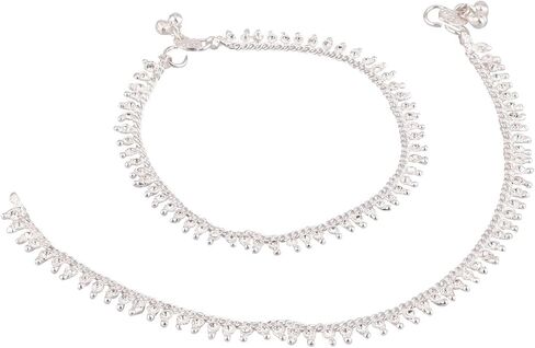 Efulgenz Oxidized Silver Anklets Indian Indian Jewelry Boho Anklets Barefoot Sandals Crystal Ankle Bracelet Payal Anklet Set in Saudi Arabia