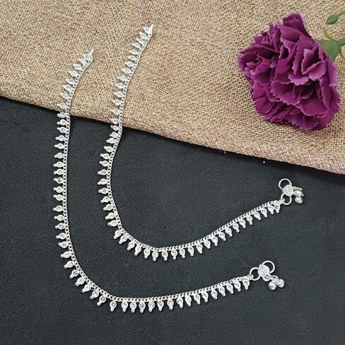 Efulgenz Oxidized Silver Anklets Indian Indian Jewelry Boho Anklets Barefoot Sandals Crystal Ankle Bracelet Payal Anklet Set in Saudi Arabia