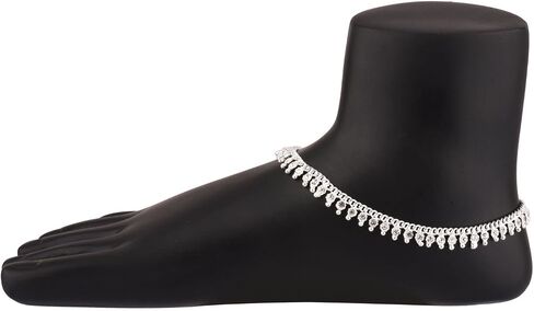 Efulgenz Oxidized Silver Anklets Indian Indian Jewelry Boho Anklets Barefoot Sandals Crystal Ankle Bracelet Payal Anklet Set in Saudi Arabia