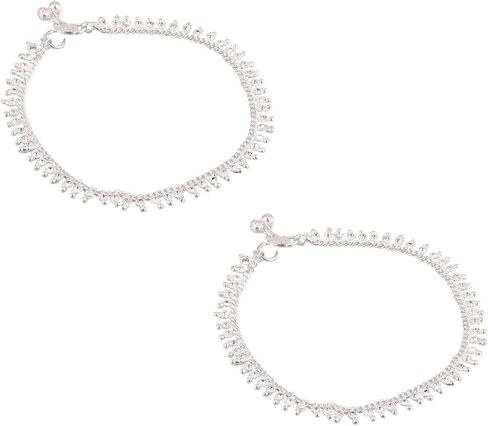Efulgenz Oxidized Silver Anklets Indian Indian Jewelry Boho Anklets Barefoot Sandals Crystal Ankle Bracelet Payal Anklet Set in Saudi Arabia