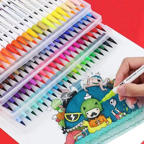 Kindergarten Double head Watercolor Pen Set,12 Colors,Soft head washable… in Saudi Arabia