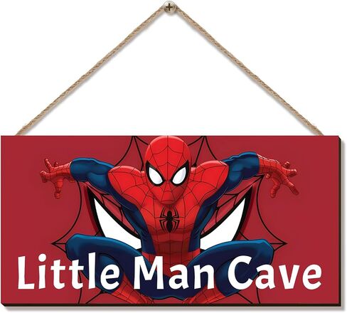 Little Man Cave, Spidermen Room Decor for Boys, Spider Wall Sign, Wooden Boys Room Decor, Hanging Kids Room Decor, Baby Nursery Decor, Bedroom Playroom Plaque, Birthday Christmas Gift-6x12 inch in Saudi Arabia