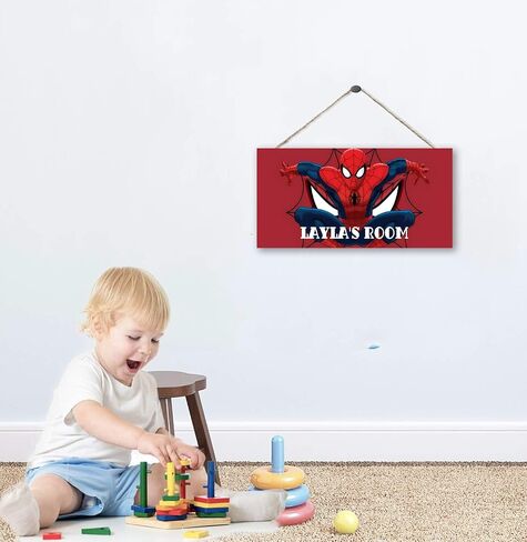 Little Man Cave, Spidermen Room Decor for Boys, Spider Wall Sign, Wooden Boys Room Decor, Hanging Kids Room Decor, Baby Nursery Decor, Bedroom Playroom Plaque, Birthday Christmas Gift-6x12 inch in Saudi Arabia