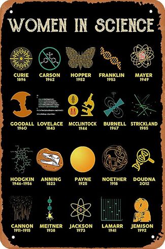 Hofarkows Women in Science Tin Sign Inspirational Metal Sign Vintage Look Poster for Education Study,School,Classroom Wall Decor Physics Gift 8x12 Inch in Saudi Arabia