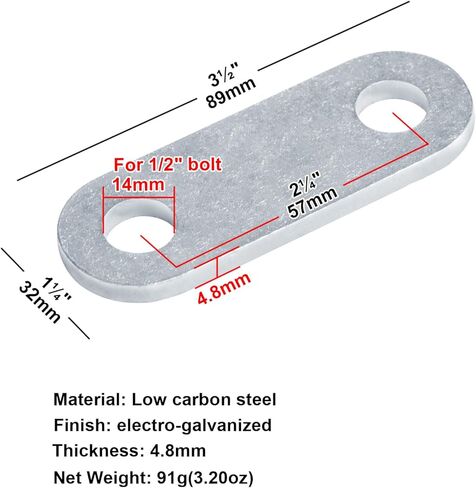 10 قطع 2-1/4 بوصة أشرطة تكبل أوراق المقطورة لربيع أوراق العين المزدوجة، عرض 1-1/4 بوصة، سمك 4.8 مم in Kuwait