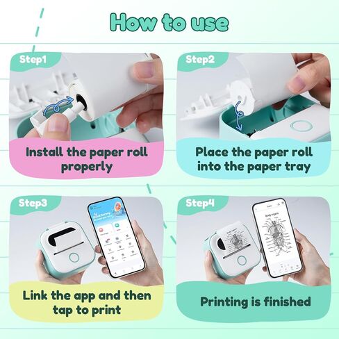 Print Pods Mini Printer, Portable Sticker Printer Y02C, Mini Printer Sticker Machine, Bluetooth Inkless Printer for Phone, Thermal Portable Printer for Learning, Note, Photos, Journal in Kuwait