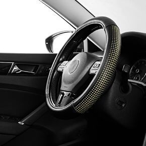 Road Comforts Car Steering Wheel Cover - Universal Leather Cover for 14.5-15 Inch Steering Wheels, Anti-Slip Sport Design (Red)