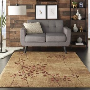 Nourison Somerset Rustic Latte 5'3'' x 7'5'' Area-Rug, Easy-Cleaning, Non Shedding, Bed Room, Living Room, Dining Room, Kitchen (5x7)