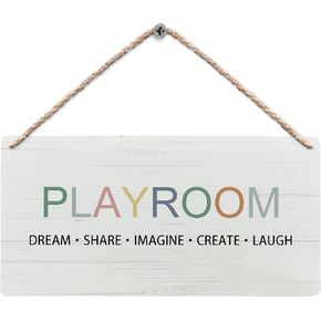 huester Kids Playroom Wood Plaque Sign, Playroom Wall Decor, Play Playroom Sign Wall Decor, Play Signs for Kids Playroom, Playroom Nursery Toddler Play Room Home Décor Wall Hanging Decor, 12x6 inches