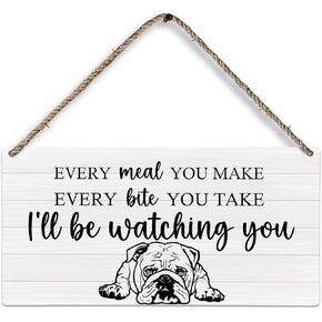 huester American Bulldog Dog Wood Plaque Sign, Bulldog Decor, Bulldog Gifts, Dog Signs for Home Decor, Dog Decorations for the Home, Every Meal You Make Dog Wall Hanging Decor, 12x6 inches
