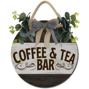 Coffee & Tea Bar Signs Vintage Kitchen Coffee Decor Office Coffee Maker Signs Wood Cofffee Bar Wall Hanging Art Plaque Housewarming Gift11 inch