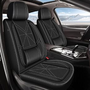 Car Seat Covers Fit for VW Volkswagen Jetta 2007-2024 2025: Luxury Leather Automotive Front Seat Covers, Car Seat Protector(2PCS Front, Black)