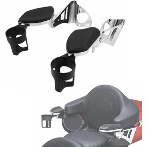 Motorcycle Passenger Armrests Adjustable Rear Armrest with Cup Holder for Harley Touring Electra Glides Road Glide Ultra Tri Glide 1997-2023 Motorbike Accessories (1997-2013)