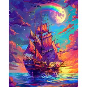 American Style Towns Paint by Numbers for Adults American Town Landscape DIY Paint by Numbers Acrylic Paint Canvas Vintage Classic Cars Dog Painting Kits Leisurely Vacation Art 16x20 Inch（Frameless）