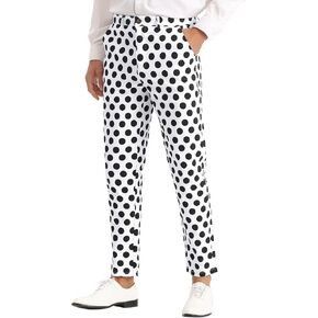 Lars Amadeus Classic Pants for Men's Polka Dots Pattern Flat Front Polka Dots Pants