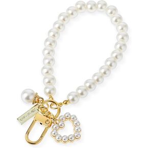 Teaaha Pearl Keychain Wristlet Golden Imitation Pearl Key Chain Women Cute Purse Charms Pendant Girly Key Ring for Car Keys