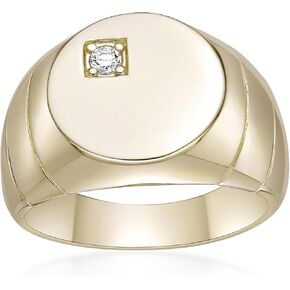 Lavari Jewelers Lab Grown Diamond Signet Ring for Women - 18k Yellow Gold Plated 925 Sterling Silver Rings for Her (F-G, VS1-VS2, 0.05 cttw) Oval Face Anniversary Statement Ring Size 4 to 8