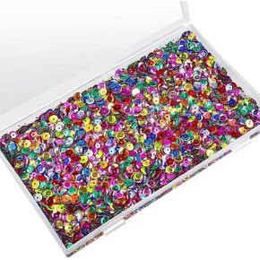Loose Sequins 6 mm Round Embroidery Sequins with Holes Rainbow Sequins for Crafts with Storage Box Iridescent Spangles for Sewing Art Wedding Jewelry Making (320 Grams)
