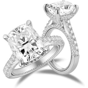 DovEggs Moissanite Engagement Rings for Women 5ct 9x11mm G-H-I Color Elongated Cushion Cut Moissanite Hidden Halo Vintage Wedding Ring14k Gold Quality Sterling Silver