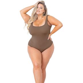 POSESHE Women's Plus Size Bodysuit Tank Top Sexy Soft Bodysuits For Women, M-5XL